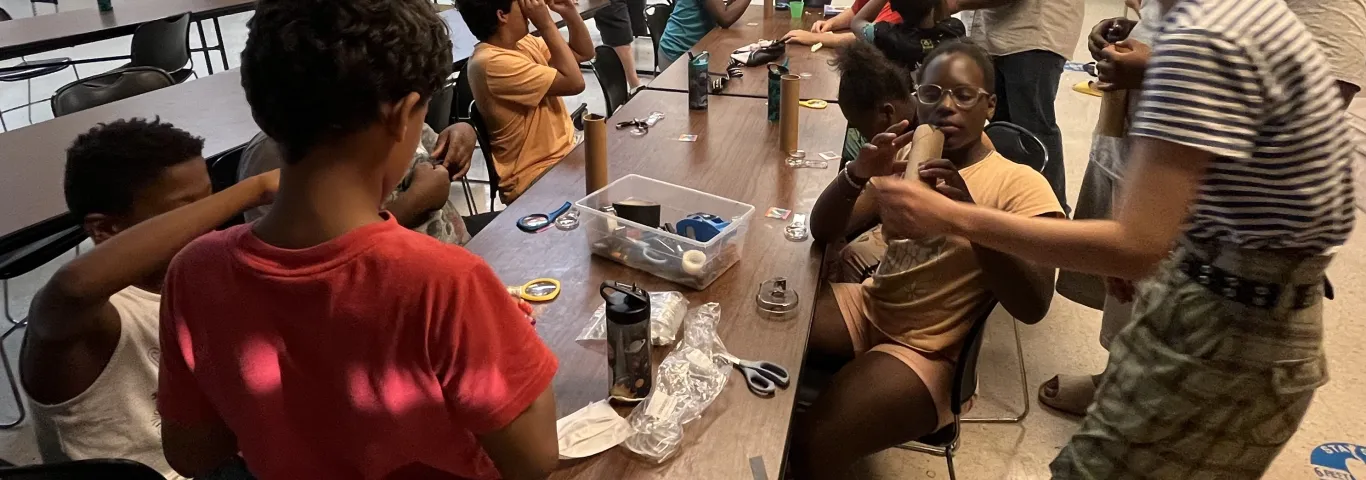 Camp students assemble their Galileoscopes 