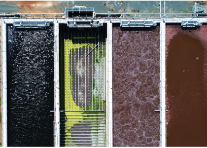 Microbial systems at work within a wastewater treatment plant aeration pond system