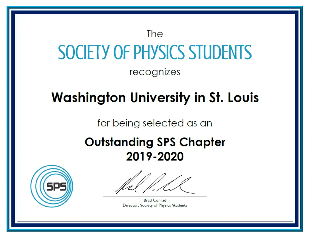 SPS Award Certificate
