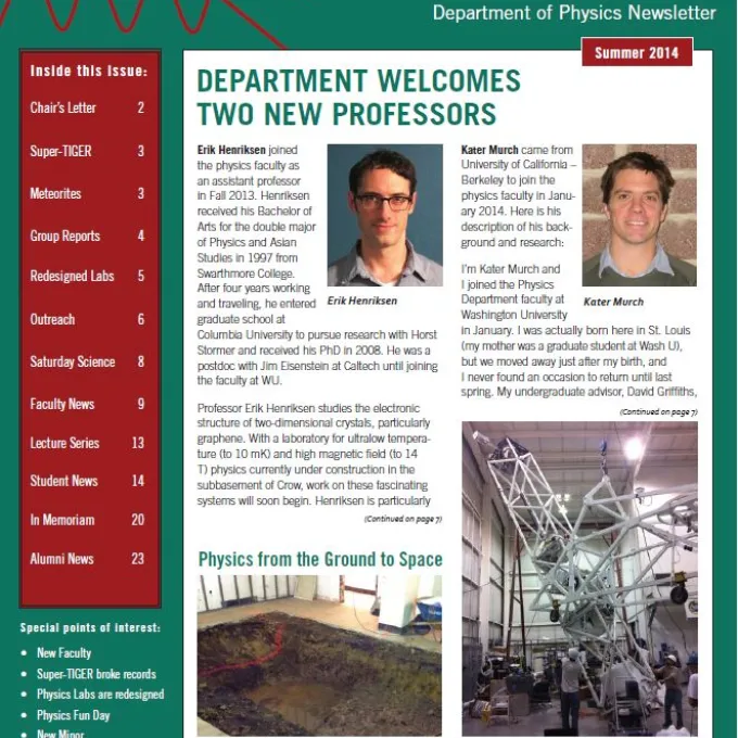2014 Physics Newsletter Cover