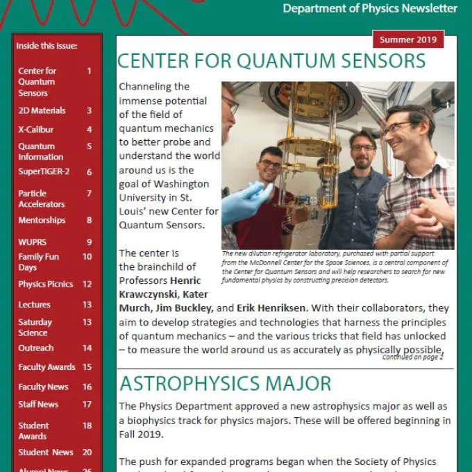 Cover of 2019 Physics Newsletter