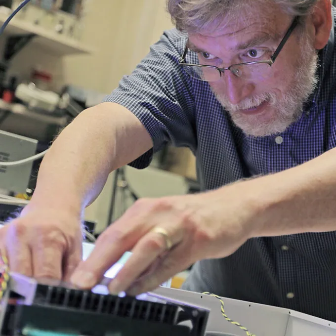 James Buckley working in the lab